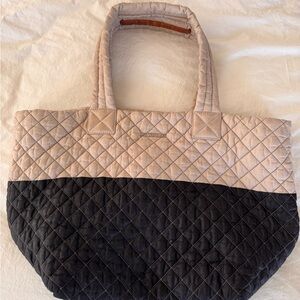 MZ Wallace Black and Tan Quilted Tote Bag